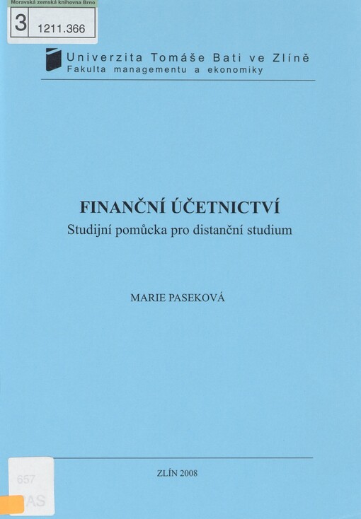 Finanční účetnictví: studijní pomůcka pro distanční studium