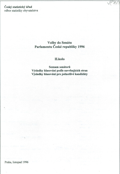 Volby do Senátu Parlamentu České republiky v roce 1996 - II. kolo : seznam senátorů : výsledky hlasování podle navrhujících stran : výsledky hlasování pro jednotlivé kandidáty.