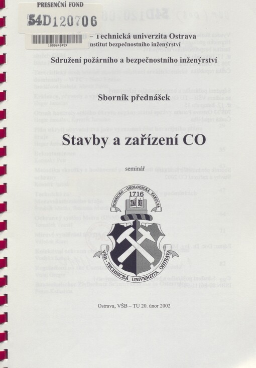 Stavby a zařízení CO: sborník přednášek : seminář, Ostrava, VŠB-TU, 20. únor 2002