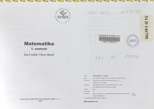 Matematika: 1. semestr