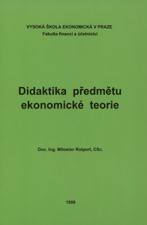 Didaktika předmětu ekonomické teorie