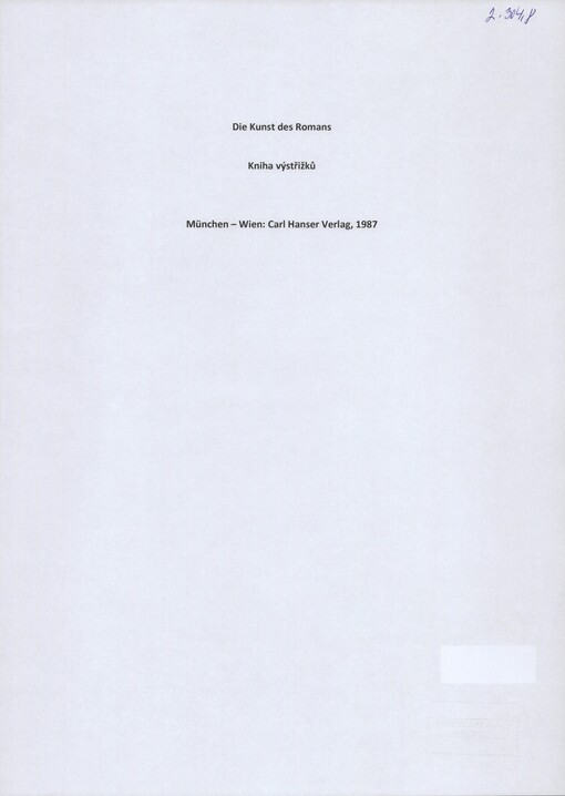 [Die Kunst des Romans]: [výstřižky recenzí díla] : [Carl Hanser Verlag]