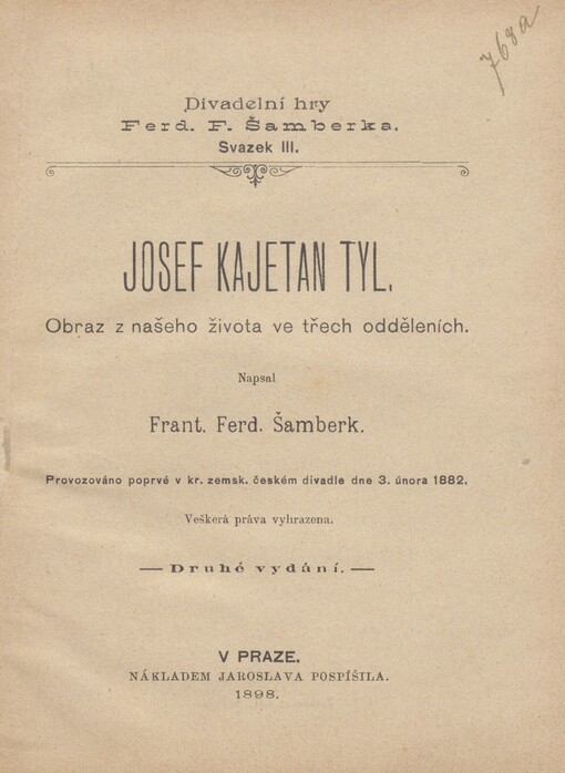Josef Kajetán Tyl: Obraz z našeho života ve 3 odděleních