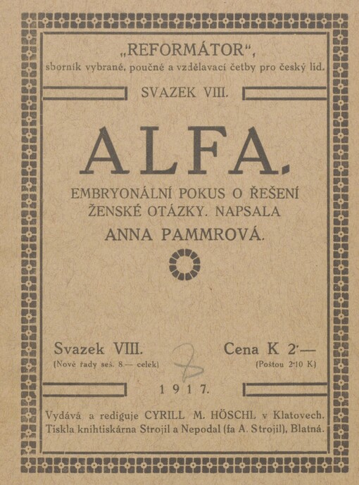 Alfa: embryonální pokus o řešení ženské otázky