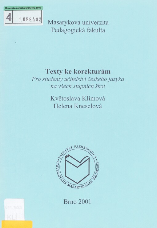 Texty ke korekturám: pro studenty učitelství českého jazyka na všech stupních škol