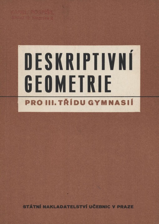 Deskriptivní geometrie pro 3. třídu gymnasií