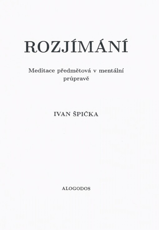 Rozjímání: meditace předmětová v mentální průpravě