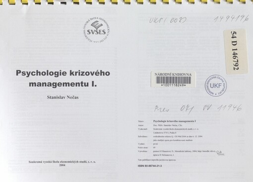Psychologie krizového managementu I