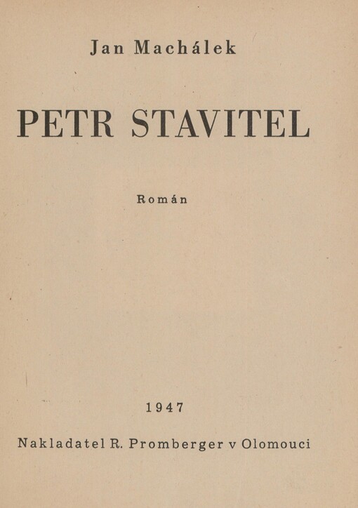 Petr stavitel: Román