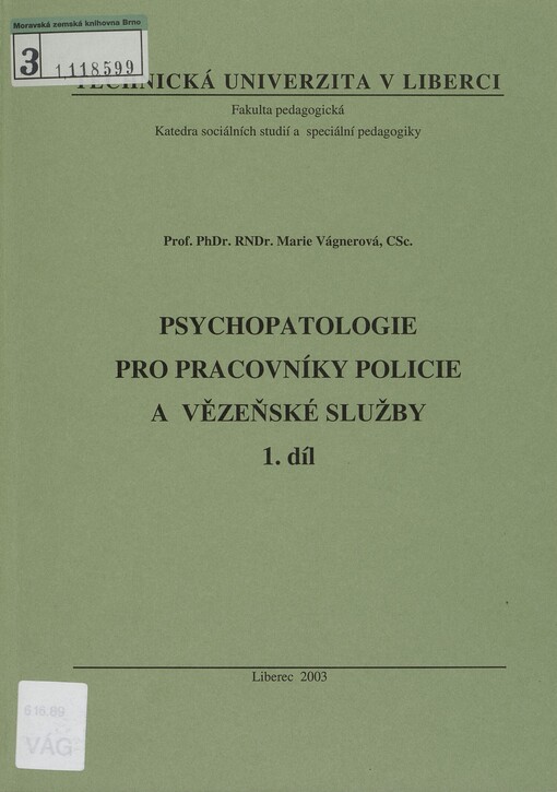 Psychopatologie pro pracovníky policie a vězeňské služby