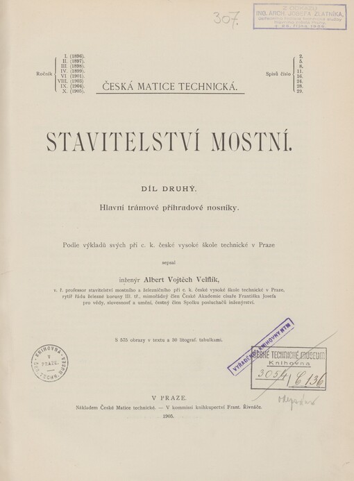 Stavitelství mostní. Díl druhý. Hlavní trámové příhradové nosníky