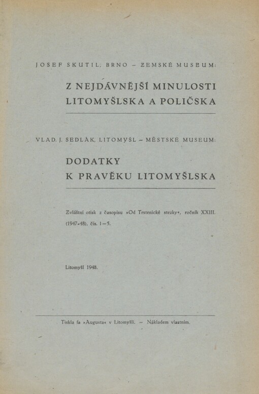 Z nejdávnější minulosti Litomyšlska a Poličska