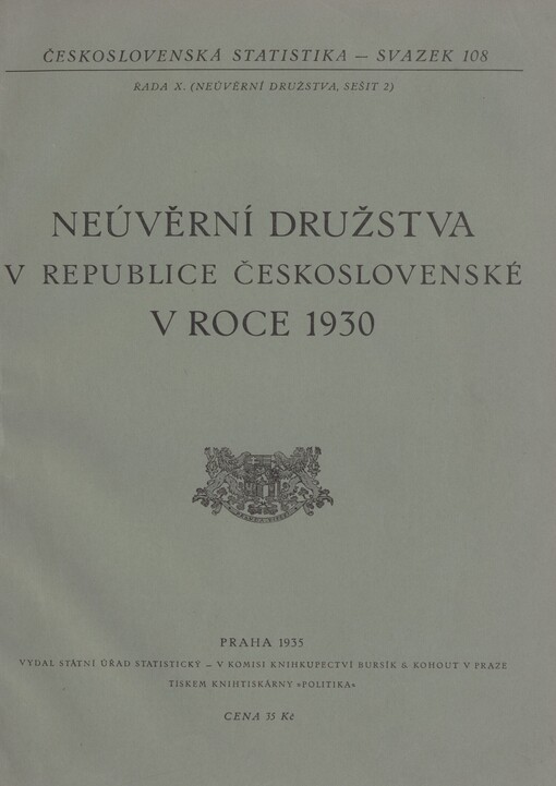 Neúvěrní družstva v republice Československé v roce 1930