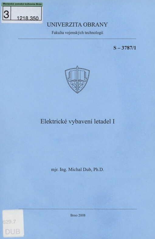 Elektrické vybavení letadel I