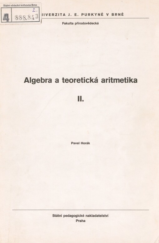 Algebra a teoretická aritmetika. Díl 2