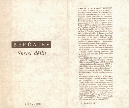 Smysl dějin: pokus o filosofii člověka a jeho osudu