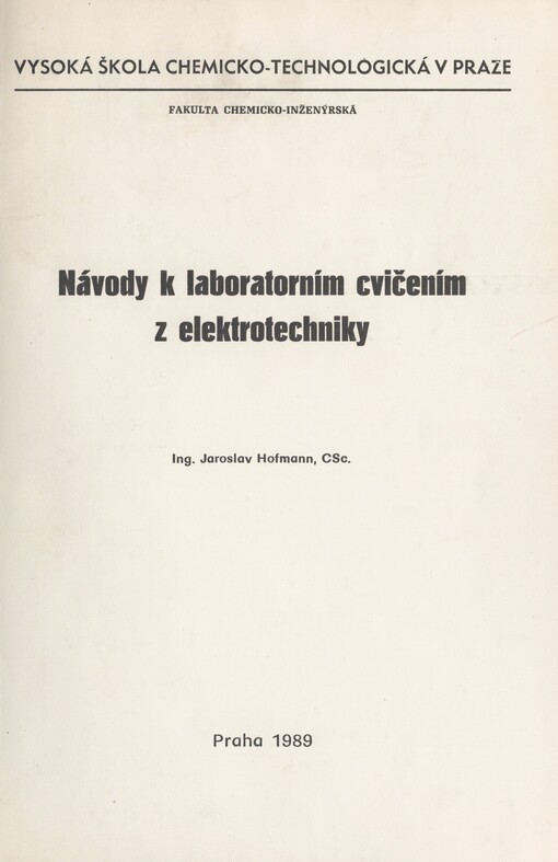 Návody k laboratorním cvičením z elektrotechniky