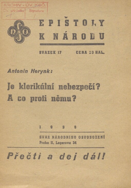 Je klerikální nebezpečí?: a co proti němu?