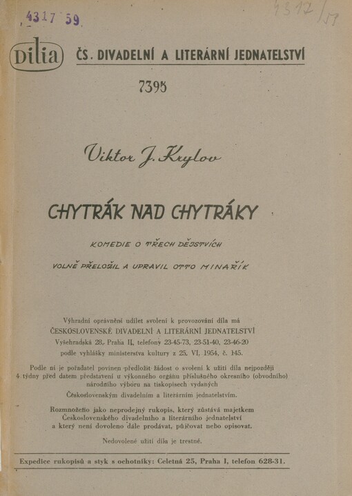 Chytrák nad chytráky: komedie o třech dějstvích