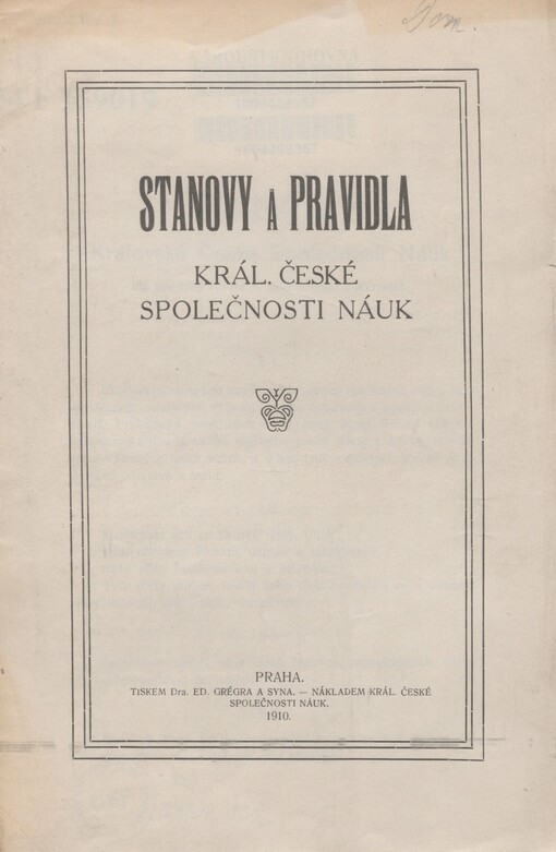 Stanovy a pravidla Král. české společnosti náuk