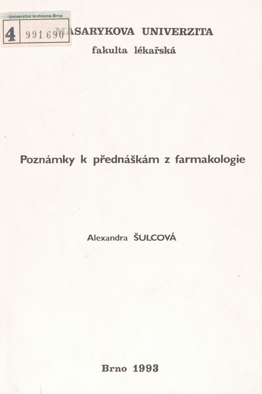 Poznámky k přednáškám z farmakologie