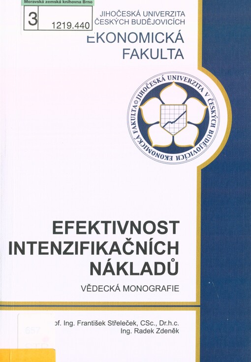 Efektivnost intenzifikačních nákladů: vědecká monografie
