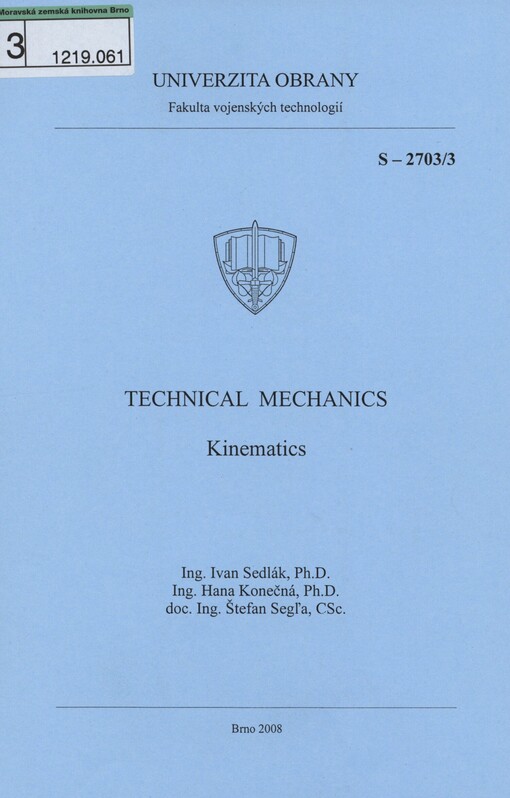 Technical mechanics: kinematics