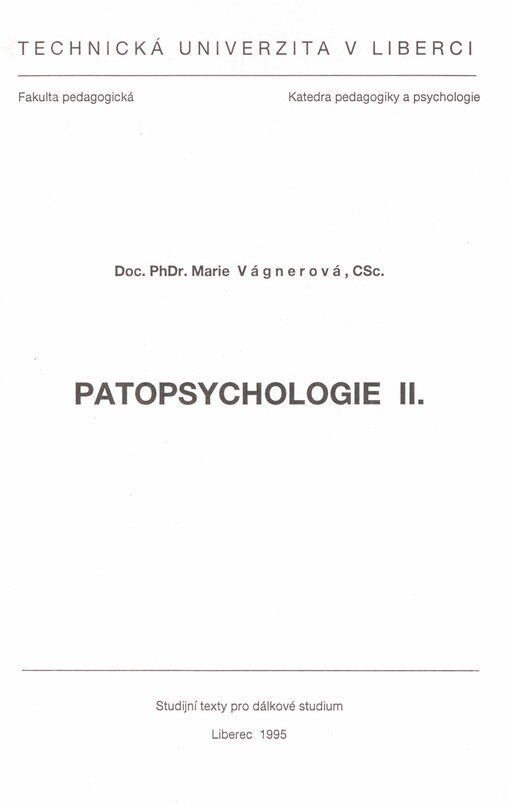 Patopsychologie II