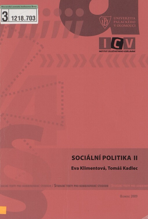 Sociální politika II: studijní texty pro kombinované studium
