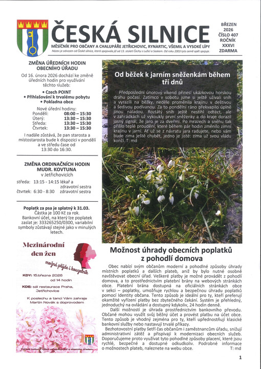 Česká silnice : zpravodaj pro obyvatele a hosty Jetřichovic, Vysoké Lípy, Všemil a Rynartic
