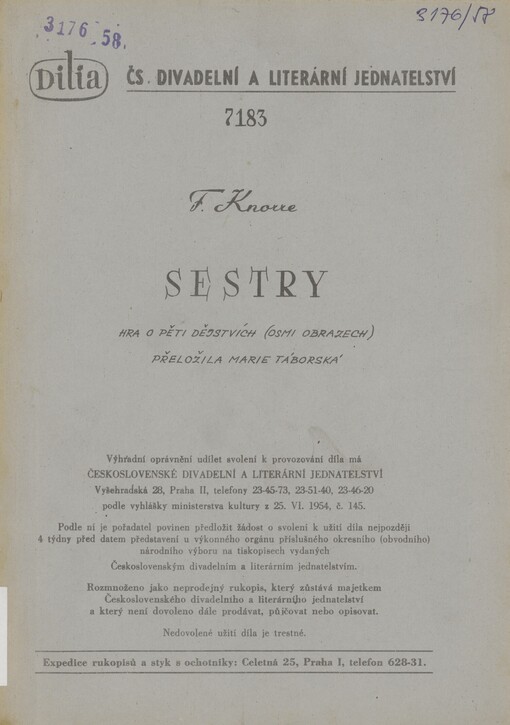 Sestry: hra o pěti dějstvích (osmi obrazech)