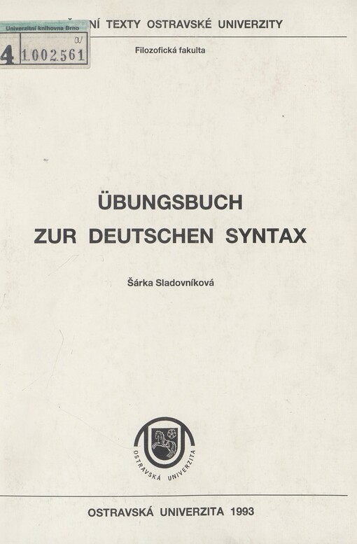 Übungsbuch zur deutschen Syntax