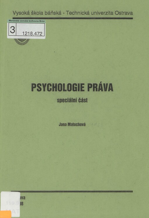 Psychologie práva: speciální část