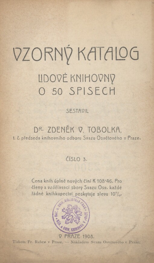 Vzorný katalog lidové knihovny o 50 spisech