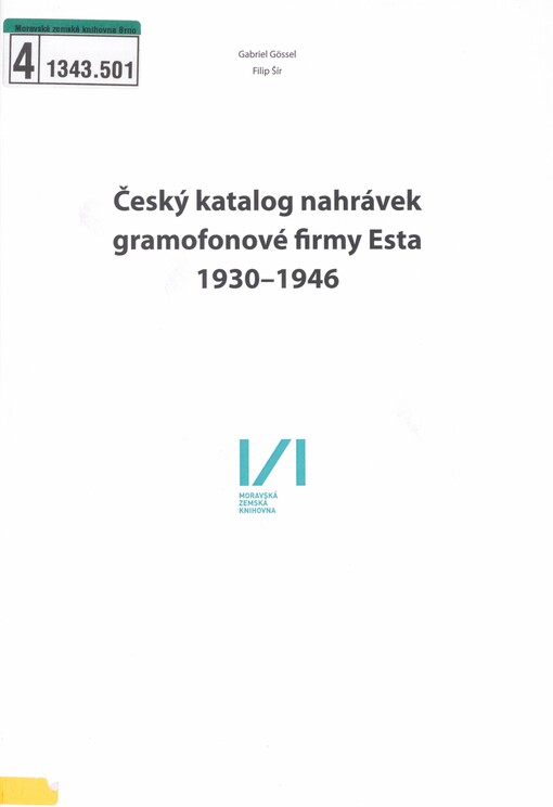 Český katalog nahrávek gramofonové firmy Esta 1930-1946