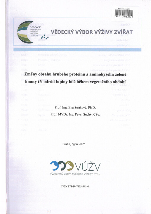 Změny obsahu hrubého proteinu a aminokyselin zelené hmoty tří odrůd lupiny bílé během vegetačního období