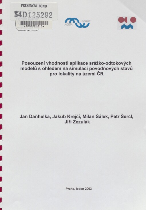 Posouzení vhodnosti aplikace srážko-odtokových modelů s ohledem na simulaci povodňových stavů pro lokality na území ČR