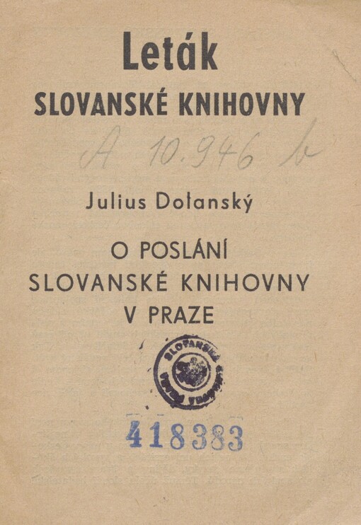 O poslání Slovanské knihovny v Praze