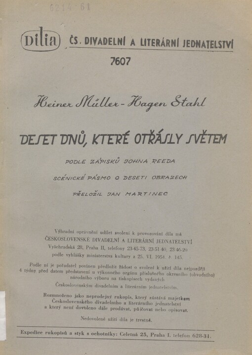 Deset dnů, které otřásly světem: scénické pásmo o deseti obrazech