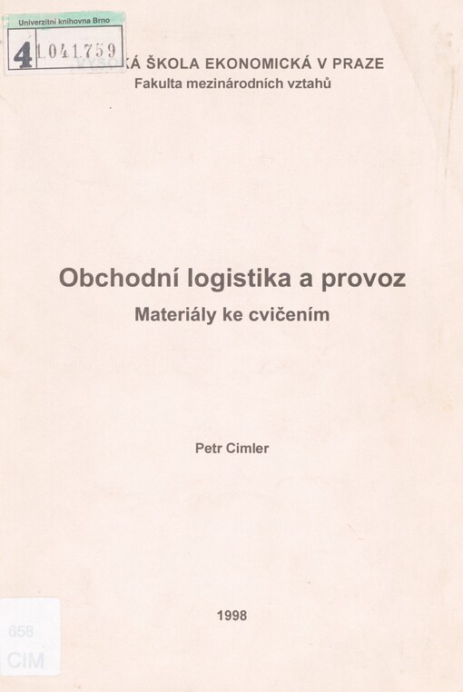 Obchodní logistika a provoz: materiály ke cvičením