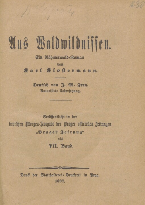 Aus Waldwildnissen: ein Böhmermald-Roman