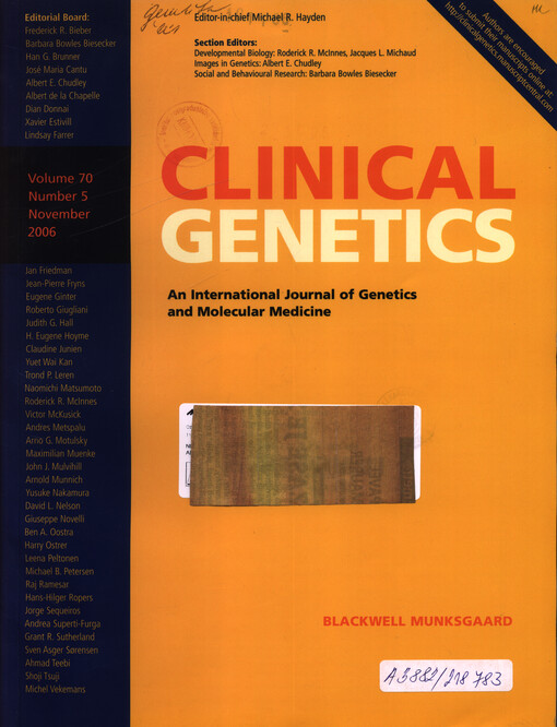 Clinical genetics : an international journal of genetics in medicine
