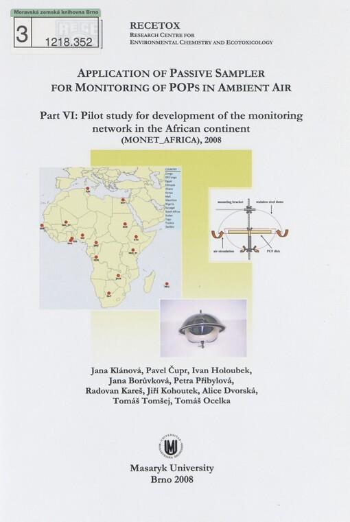 Application of passive sampler for monitoring of POPs in ambient air: application of the passive air sampling technique as a tool for trend determination and effectiveness evaluation of international conventions. Part VI. Pilot study for development of the monitoring network in the African continent (MONET_AFRICA), 2008