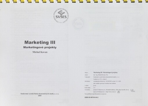 Marketing III: marketingové projekty
