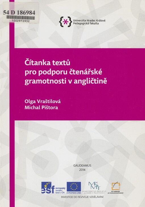Čítanka textů pro podporu čtenářské gramotnosti v angličtině