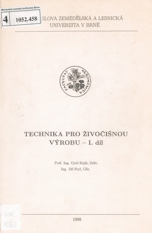 Technika pro živočišnou výrobu I