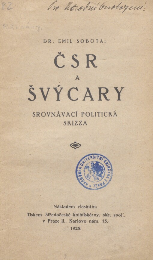 ČSR a Švýcary: srovnávací politická skizza