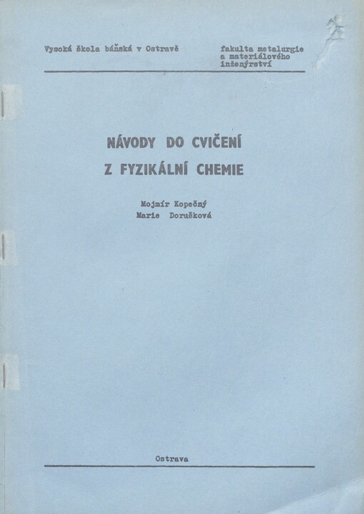 Návody do cvičení z fyzikální chemie