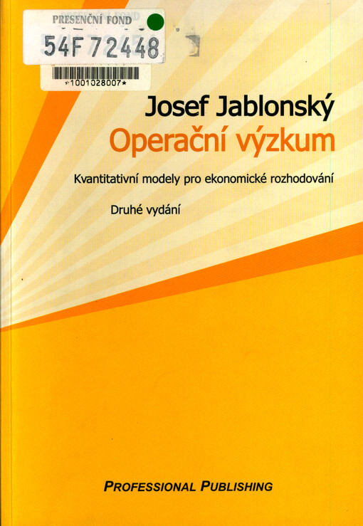 Operační výzkum : kvantitativní modely pro ekonomické rozhodování