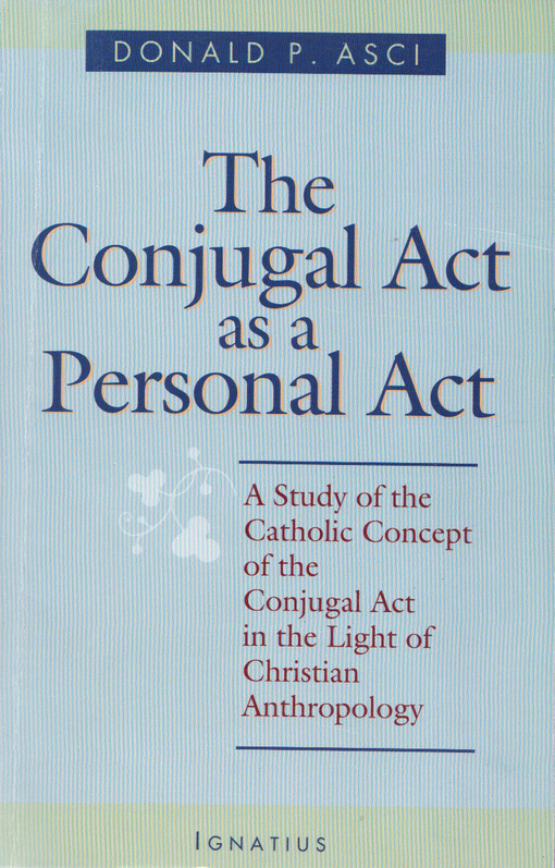 The Conjugal Act as Personal Act